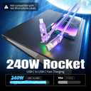240W 4 in 1 charging cable USB C Cable,USB C Cable Fast Charging & Data Sync,Multi USB Charging Cable with Breathing Light,Charger Cord for iPhone 16/15 iPad Galaxy MacBook iPad Tablets,Purple 5Ft