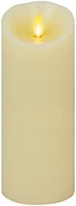 Luminara Scalloped Edge Flameless LED Candle - Ivory 3.5" x 8.75" - Real Wax Pillar Battery Operated Moving Flame w/Timer Unscented 1000Hr Runtime