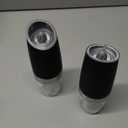 Gravity Electric Salt And Pepper Grinder Set, Automatic Salt And Pepper Grinder Set, Battery Powered (6 AAA Batteries Each), Adjustable Roughness, LED Light, 2 Pack, (Black)