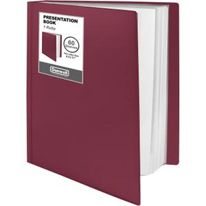 Dunwell Presentation Binder 60-Pocket, Displays 120 Pages, 8.5x11 Portfolio Binder with Plastic Sleeves, Storage and Organizer for Documents, Photos, Kids Artwork, Projects, Recipes (Ruby)