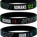 Ezekiel Gift Co. Christian Wristbands for Guys (6-pack) - John 3:16, Romans 12:2, and Joshua 1:9 - Religious Bible Gifts for Him Christian Men Pulseras Para Hombres Bracelets for Men