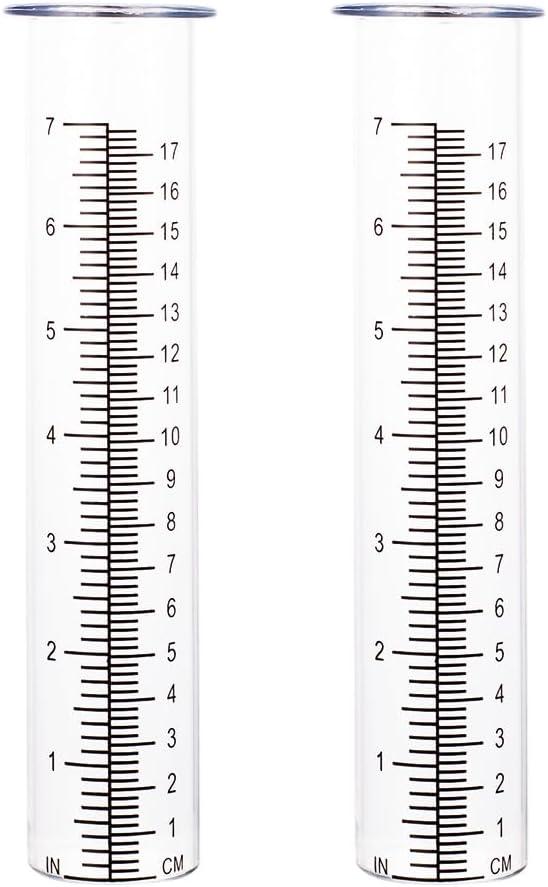 7'' Capacity Rain Gauge Replacement Tube Glass, 2 Pcs Replacement Rain Gauge Tube for Garden Yard Outdoor
