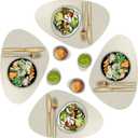 Faux Leather Placemats and Coasters - Set of 4 Round Modern Ivory Table Mats for Dining - Heat Resistant, Waterproof & Non Slip Place mat for Indoor & Outdoor - Wipeable for Easy Care (Ivory)