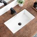 24 Inch Undermount Bathroom Sink Rectangular Undermount Sink White Ceramic Under Counter Bathroom Sinks with Flat Overflow Type (23.8"x 13.8")