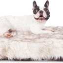 Laifug Luxury Faux Fur Dog Bed, 5-inch Thick Grade Ultra Soft Orthopedic Memory Foam Dog Bed with Faux Fur Cover, Plush Pup Rug with Removable Cover, Waterproof LinerWhite