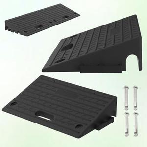 Rubber Threshold Ramp with A Handle, Wheelchair Door Ramp 5.0 Inch Rise for Cars/Scooters/Walkers/Doorway/Home Steps/Driveway (2PCS, 2200LBs Load)
