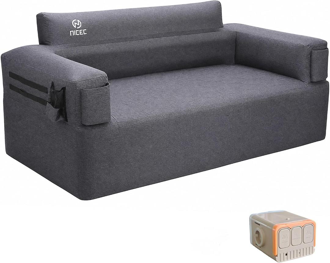 Nice C Inflatable Blow Up Camping Couch with Built-in Pump (2 Person), 2-3 People