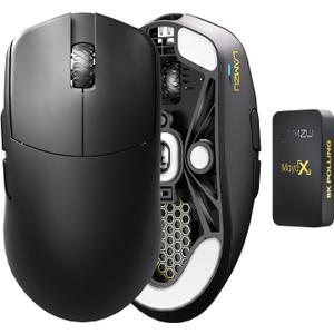 Lamzu Maya X Wireless Gaming Mouse, Ultra Lightweight 47g, Optical Switch, Maximum 30000 DPI, Symmetrical, MCU Nordic 52840, Dust-Proof Encoder, PAW3950 Sensor(Larger Maya) (Black)