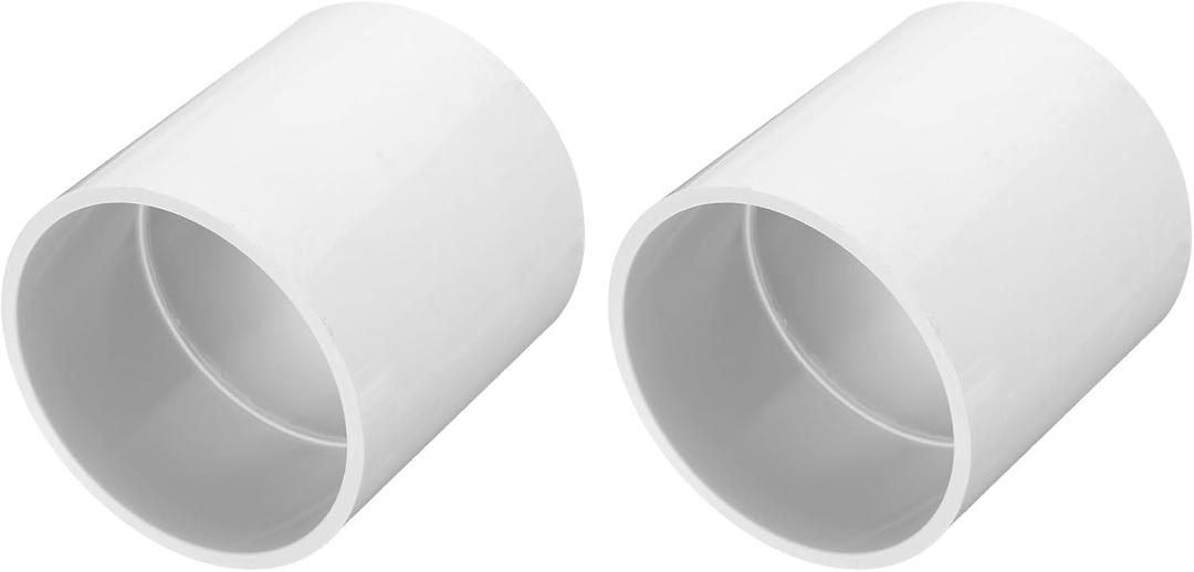 uxcell 2 Pcs PVC Pipe Fitting 2.5 Inch Coupling Adapter (Socket x Socket) for Furniture Grade DIY PVC Connection Garden Shelf, White