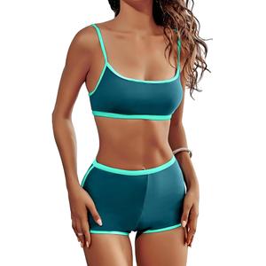 AngiMelo High Waisted Bikini Sets for Women Two Piece Tummy Control Swimsuits Modest Bathing Suit Shorts Swim Suits Teens L