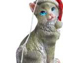 2 x Yuletide Designs Cat Figurine Christmas Ornaments (Gray Tabby)