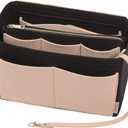 ZTUJO Purse Organizer Insert, Felt Bag Organizer with Metal Zipper, Handbag & Tote Shaper, For Speedy Neverfull Tote, 7 Sizes (Slender Large, Beige and Black)