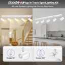 Plug in Track Lighting, LED Track Light Kit, White 5-Light Large Track Lights for Kitchen, 15 FT Cord,30" Large Ceiling Spotlight, Rotatable Wall Mount Light Head for Bedroom Hallway Living Room