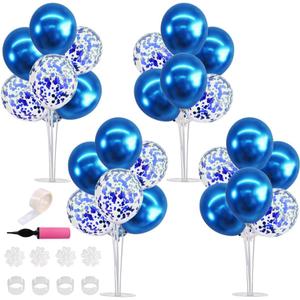 TONIFUL 4 Set Blue Balloon Stand Centerpieces for Table,Balloon Table Stand Kit,Blue Balloon Decorations for Birthday,Fathers Day,Baby Shower,Retirement,Class of 2026 Graduation Decorations