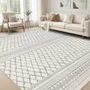 cotiled 9x12 Area Rug Living Room: Washable Boho Rugs with Non Slip Backing Large Soft Indoor Stain Resistant Carpet for Bedroom Farmhouse Dining Room Lightweight Home Decor Beige/Gray