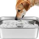 Ohtomber Stainless Steel 1.25 Gallons Large Dog Water Bowl, Metal Pet Dog Water & Food Bowl No Spilling, Outdoor Feeder Dish Plate for Cat, Big, Extra Large Pet