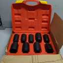 9PCS 1/2" Drive Deep 6-Point Impact Socket Set, Metric,Cr-Mo,29-38mm Radius Corner Design with Heavy Duty Storage Case