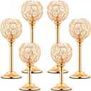 6 Pcs Crystal Candle Holder 2 Sizes Candle Holders for Wedding Table Centerpiece, Table Decor, Candlestick Holder for Fireplace Candelabra, Home Living Room Decor