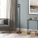 Henn&Hart 67.75" Tall Floor Lamp with Glass Shade in Blackened Bronze/Seeded, Floor Lamp for Home Office, Bedroom, Living Room