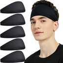 Sports Headbands for Men (5 Pack),Moisture Wicking Workout Headband, Sweatband Headbands for Running,Cycling,Football,Yoga,Hairband for Women and Men