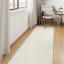 Washable Indoor Entryway Rug, White/Beige Braided Woven Kitchen Rug for Laundry Room Bedroom Doorway 88 "x17"