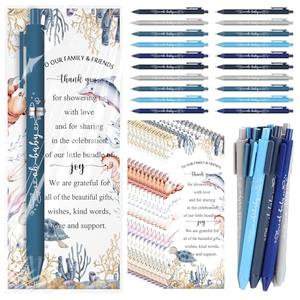 Engrowtic 50 Set Baby Shower Gifts Pens for Guests Ocean Themed Baby Shower Favors Retractable Ballpoint Pens with Ocean Animals Thank You Cards Gender Reveal Souvenirs Prizes Supplies Return Gifts