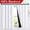 NICETOWN 100% Blackout Curtains 54 inches Long, Double-Deck Completely Blackout Window Treatment Thermal Insulated Lined Rod Pocket Drapes for Infant (White, 1 Pair, 52 inches Width Each Panel)