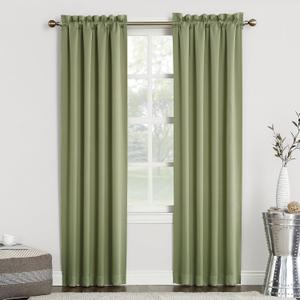 Sun Zero Easton Energy Saving Blackout Rod Pocket Curtain Panel, 40" x 84", Sage Green