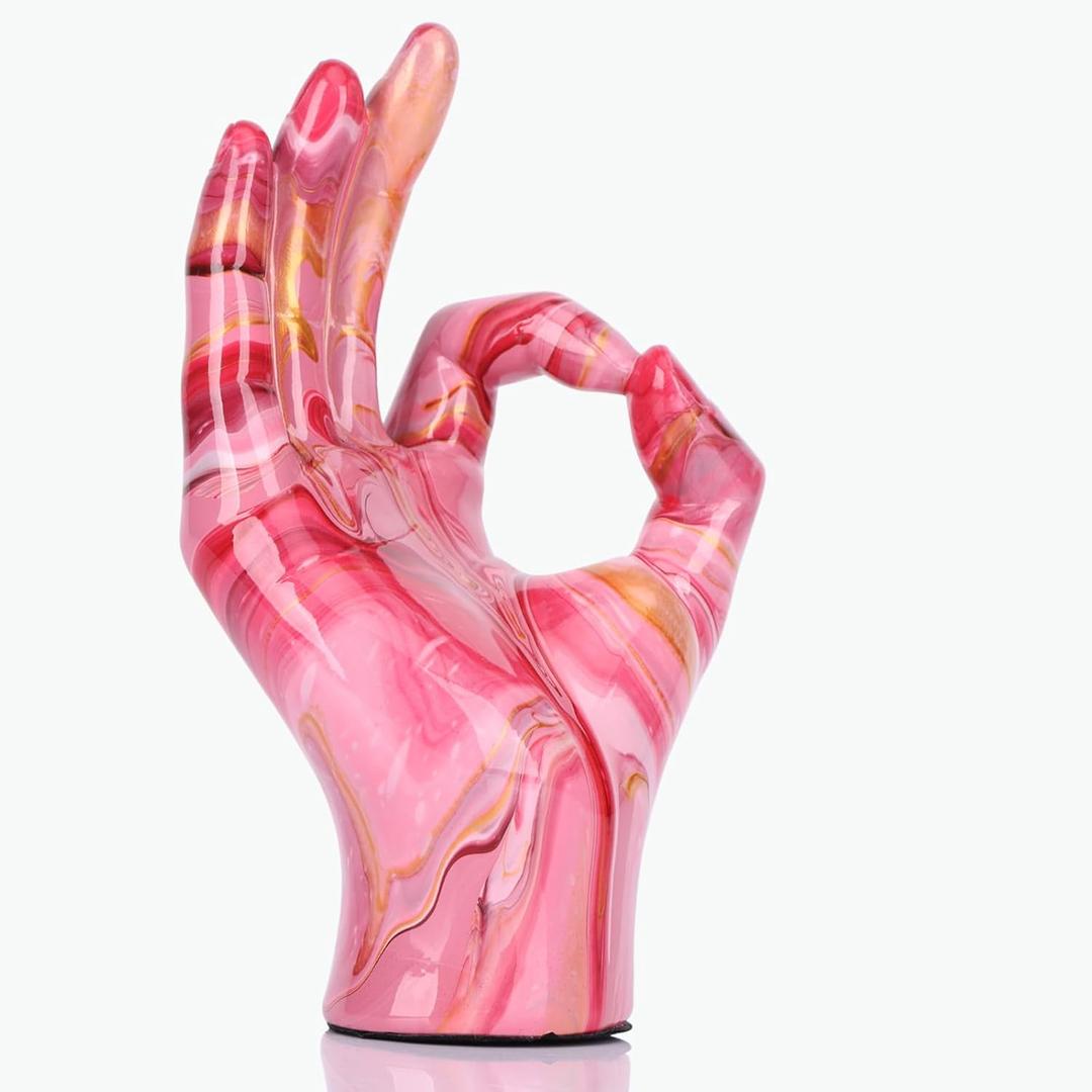 OEIPSMK OK hand gesture statue statue, blue finger gesture statue, blue home decor, modern decorations for shelf, office, dining table center, bedroom and room decor aesthetics
