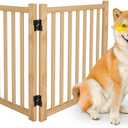 Wooden Freestanding Dog Gates, Foldable Wood Pet Gate Indoor, No-Painted Puppy Gate for Doorways, Stairs, 23" Height-2 Panels