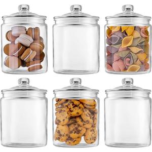 Glass Jars 32oz,Maredash Candy Jar with Lid For Household,Food Grade Clear Jars (6 Pack)