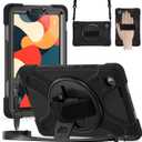Rantice Case for Lenovo Tab One 8.7 inch 2025 / Lenovo Tab K9 (TB305FU), Heavy Duty Rugged Shockproof Drop Protection Case with 360 Stand & Hand Strap & Shoulder Strap (Black)