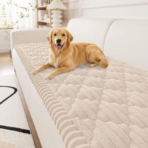 Smiry Pet Couch Covers for Dogs Washable, Non-Slip Fuzzy Couch Covers for 3 Cushion Sofa Pet Friendly, Soft Thick Furniture Protector Sofa Slipcover Mat for Dogs (Apricot, 27.6" x 82.7")