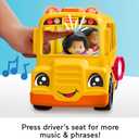 Fisher-Price Little People Toddler Toy School Bus Musical Push-Along Vehicle with 2 Figures for Pretend Play Ages 1+ Years