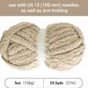 8 Pack Chunky Chenille Yarn for Crocheting & Knitting, 29.5yds 5 oz Each Skein Soft Fluffy Kitting Set, Thick Velvet Plush Yarn for Handcrafts Weaving Making Blankets (Khaki)