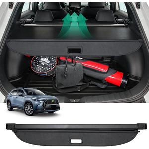 Powerty Cargo Cover for Toyota Corolla Cross(Excludes Hybrid) 2022-2025 Accessories Retractable Trunk Cover Rear Trunk Security Cover Shielding Shade Blac (Not for Corolla)