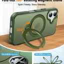 360 Spin Magnetic Stander for iPhone 17 Case [Compatible with Magnetic] [Built-in Kickstand] Mil-Grade Protective, Matte Non-Slip for iPhone 17 Phone Case(Green)
