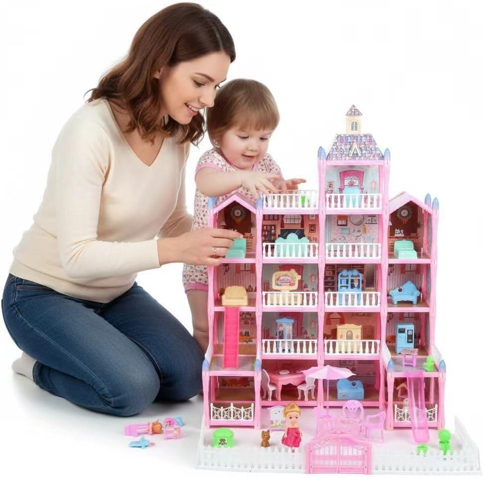 Dream Doll House for Girls Toys, 2026 Dollhouse 4-Story 17 Rooms with Dolls, Lights, Pets, Furniture & Accessories, Playset Toddler Playhouse Gift for for Girls Toys