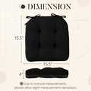 Basic Beyond Chair Cushions for Dining Chairs 4 Pack, Chair Cushion with Ties and Non Slip Backing, 15.5 x 15.5 inches Tufted Chair Pads for Dining Chairs(Black)