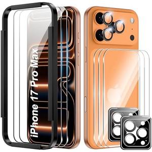 Suttkue for iPhone 17 Pro 6.3'' Back Screen Protector＆Screen Protector＆Camera Lens Protector,9H Hardness,HD-Tempered Glass, Case Friendly,(2+2+2 pack)