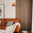 Burnt Orange Arc Floor Lamp for Living Room,Mid Century Modern | Glass Globe Lampshade,Stable Marble Base,Extendable Arch Arm,Chrome Body,Warm Cozy Glow,Suit for Reading Corner,Over Couch
