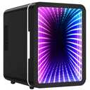 CUTIEWORLD Skincare Fridge - 4L Mini Fridge with Thousand-layer Mirror of 12 Color Adjustable LED Lights, Cooler and Warmer, Beverage Cooler for Bedroom, Gaming Room, Office and Car, Black