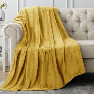 Utopia Bedding Fleece Blanket Throw Size Gold 300GSM Luxury Anti-Static Fuzzy Soft Microfiber Blanket for Couch, Sofa and Bed (60x50 Inch)