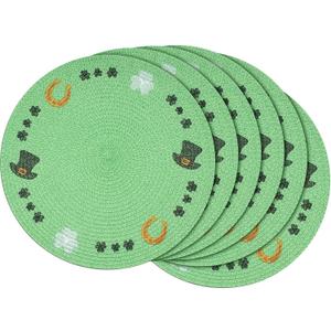 Remerry St. Patrick's Day Placemats Set of 6 Lucky Shamrock Table Mats for Spring Kitchen Dining Waterproof Heat Resistant Green Clover Place Mats for Irish Holiday Party Decor