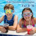 Swimming Goggles for Kids 8-14, 2 Pack Anti Fog UV Kids Swim Goggles with Ear Plugs Attached