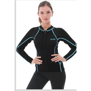 GoldFin Wetsuit Top Women, 2mm Wetsuits Jacket Long Sleeve Neoprene Tops for Water Aerobics Diving Surfing Swimming, Size S, Black