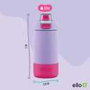 Ello Kids Colby 12oz Stainless Steel Insulated Water Bottle with Straw and Built-In Silicone Coaster Carrying Handle and Leak-Proof Locking Lid for School Backpack, Lunchbox, and Outdoor Sports