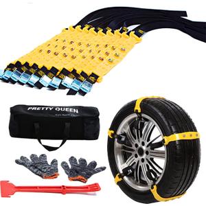 Upgraded Snow Chains for Cars - 10 Pcs Emergency Anti Slip Tire Straps, Car Snow Chain for Trucks Minivan Pickup SUV/ATV/UTV Winter Universal Tire Blocks 185-295mm/7.2-11.6 inches