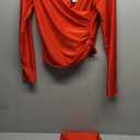 Women's V-neck high waisted tight pants casual sports suit Red, L