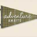 Adventure Awaits Nursery Wall Canvas Banner, Boho Nursery Decor Boy, Vintage Green Adventure Hanging Banner Flag Wall Art Decor for Kids Nursery Toddler Boy Room Bedroom Playroom, 20x30 Inch